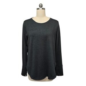 Athleta Uptempo Top Charcoal Heather Long Sleeve Athletic Shirt Women's Medium